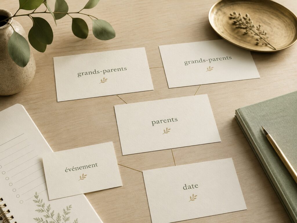 Fiches utilisées pour explorer les liens familiaux